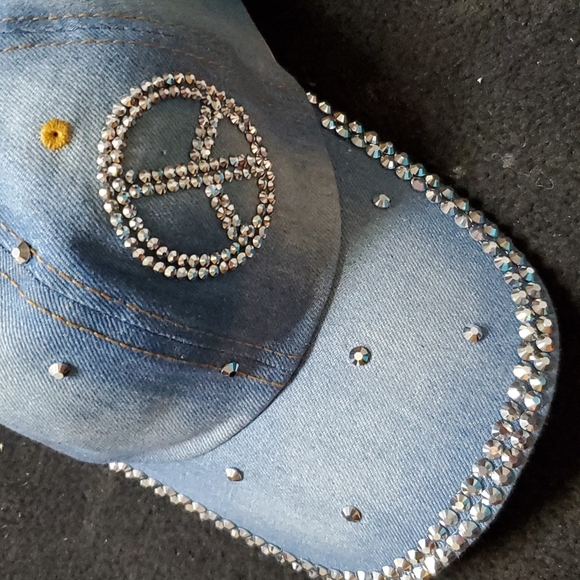 Denim Rhinestone Cap - Picture 6 of 7